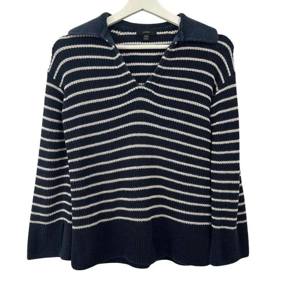 SOLD J. Crew Women’s Relaxed Collared Striped Sweater Size XXS